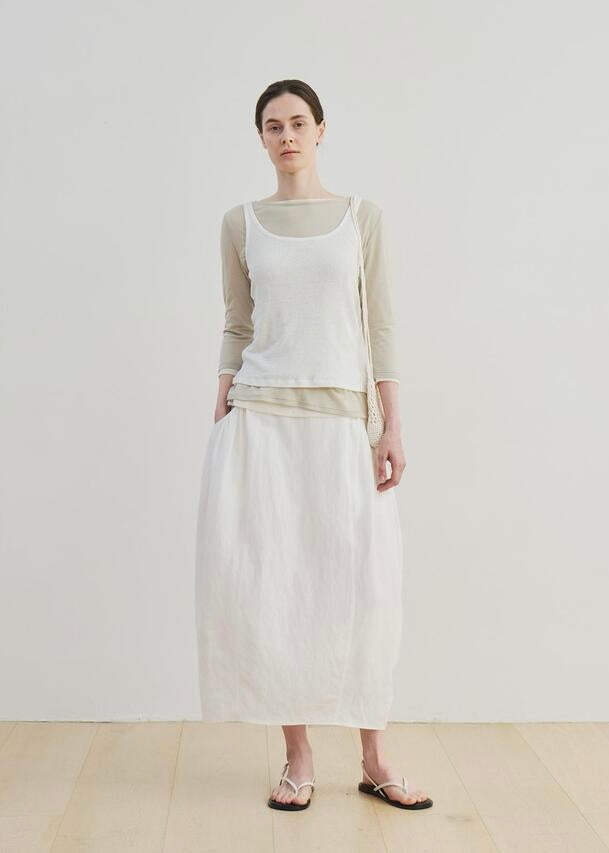 MOIA  | Shirring Cocoon Skirt (Ivory)