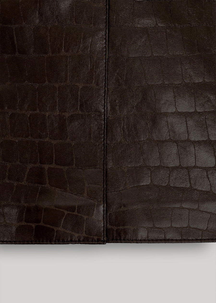 ELBORN | Loe Croc Midi Skirt (Brown) Expected ship to 10/31/2025
