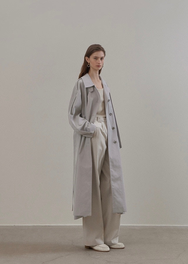 ELBORN | Martha Belted Trench Long Coat (Grey)