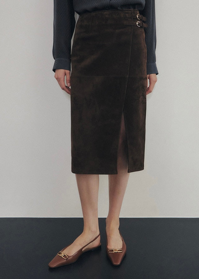 ELBORN | Lavina Suede Skirt (Brown) Expected ship to 09/12/2025