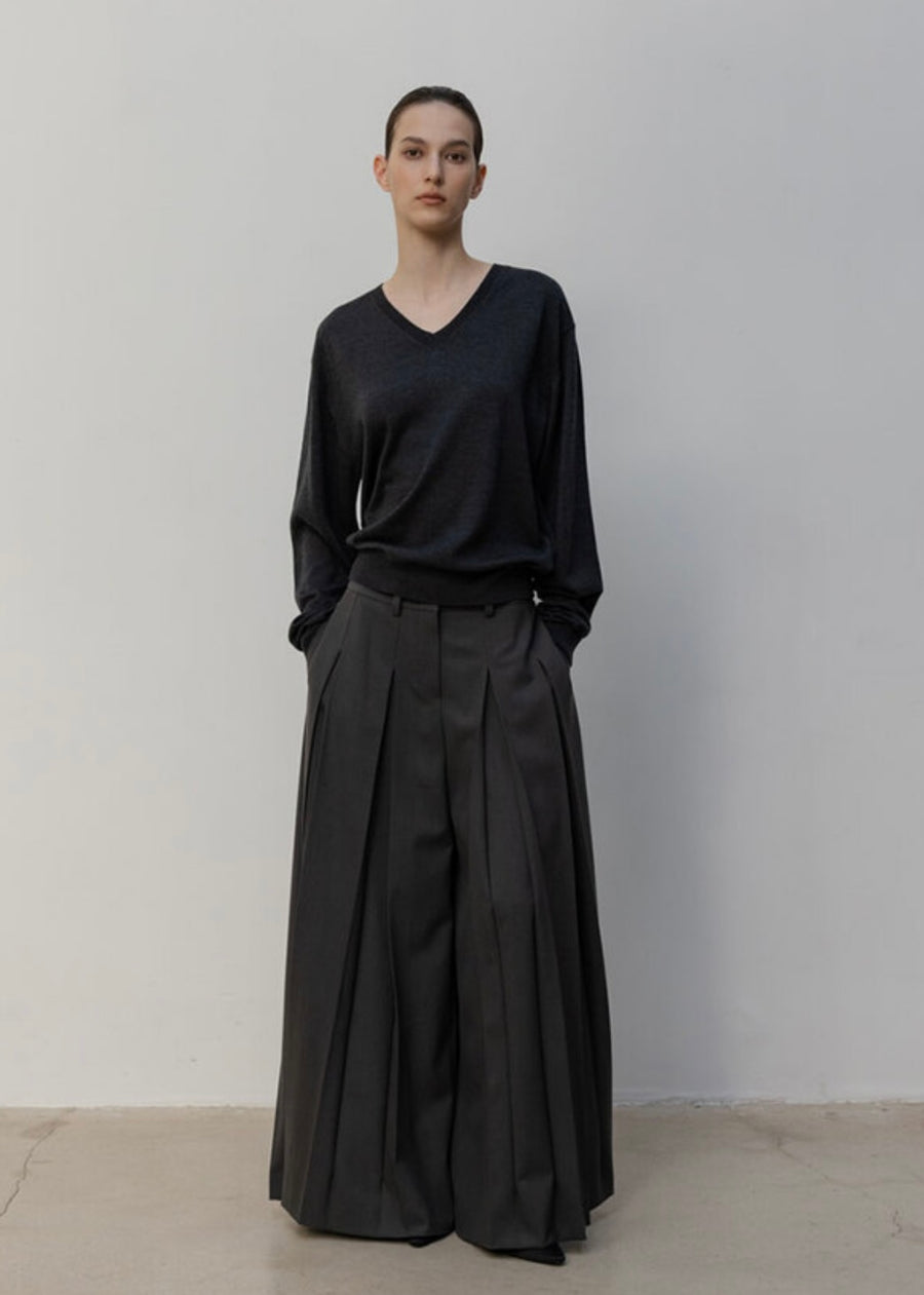 LEHA |  Steller V-Neck Wool Knit (Charcoal) Expected ship to 12/12