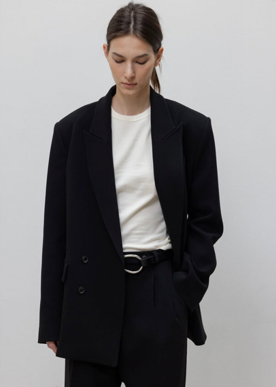 LEHA |  Caroline Double Breasted Wool Blazer (Black)