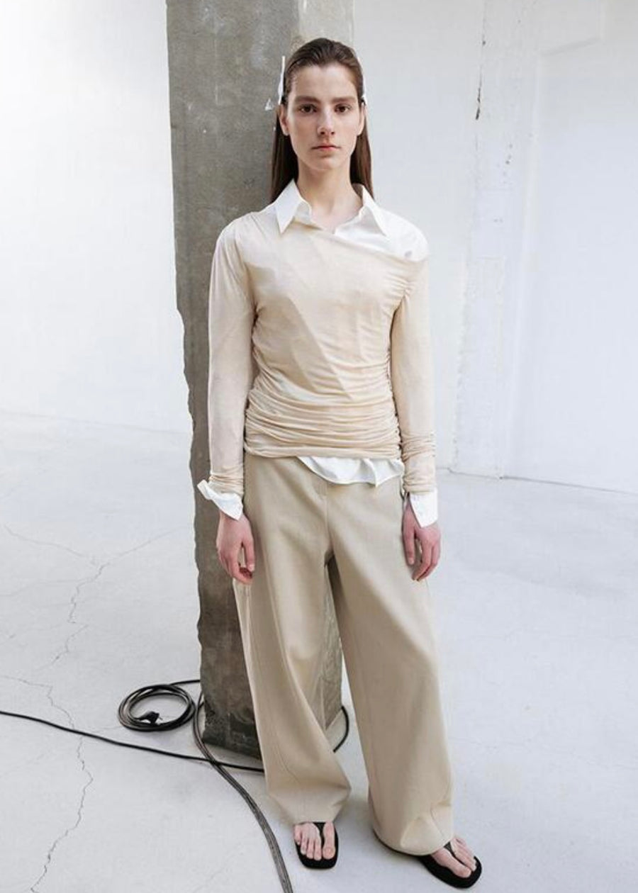 LEHA | Emile Asymmetric Jersey Top (Beige)