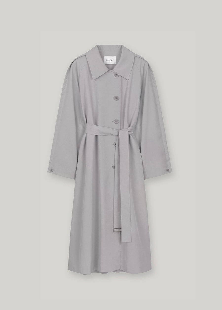 ELBORN | Martha Belted Trench Long Coat (Grey)