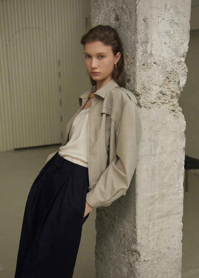 ELBORN | Gannet Wool Bomber Jacket (Beige)