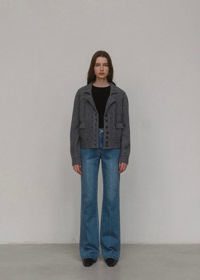 ELBORN | Dion Cashmere Knit Jacket (Charcoal)