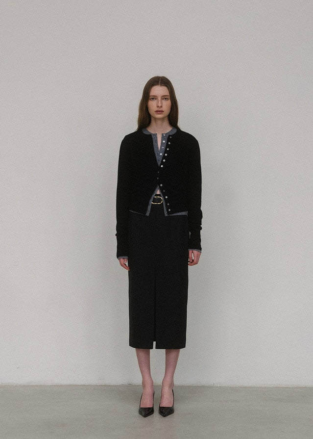 [2ND] ELBORN | Harvey Cashmere Silk Cardigan (Black)