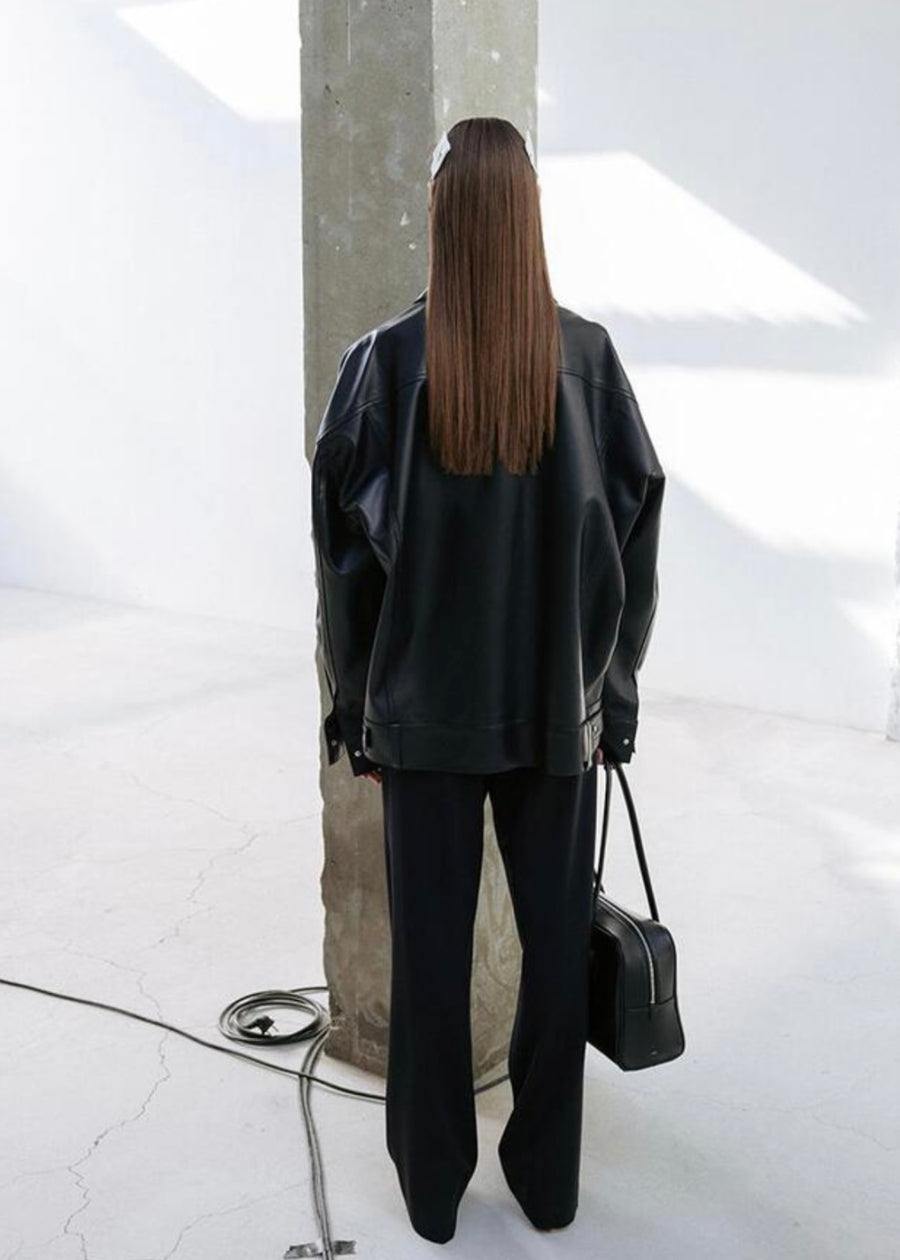 LEHA | Antoine Paneled Vegiterian Leather Jacket (Black)