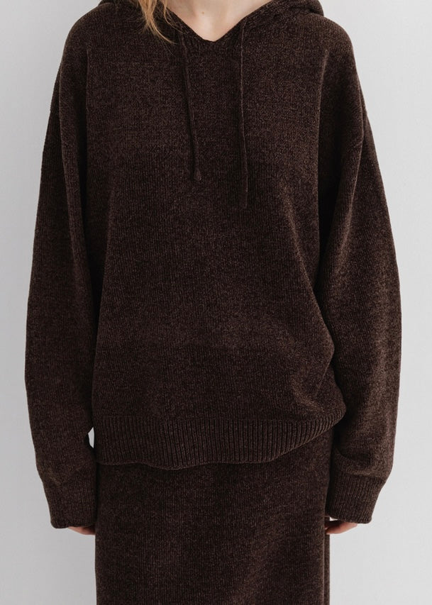 MOIA | Velvet Knit Hoodie (Dust Cocoa) Expected ship to 12/12/2025