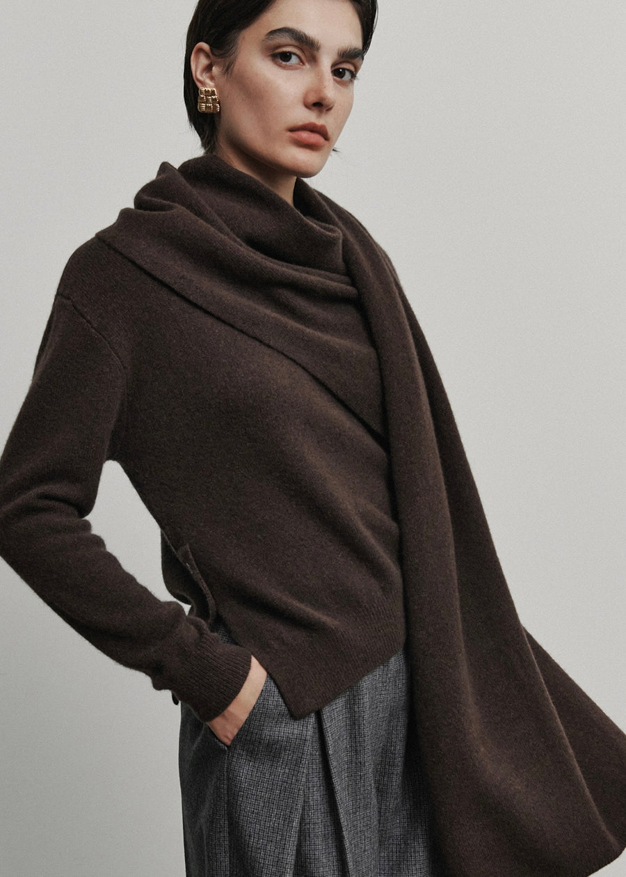 ELBORN | Aube Muffler Wool Knit Set-up (Brown)