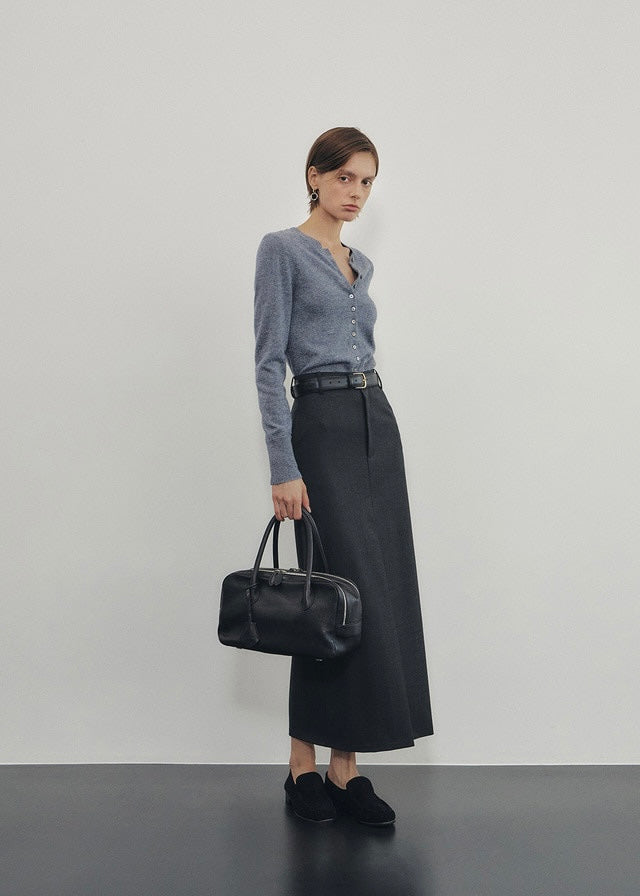 ELBORN | Dello Wool Long Skirt (Charcoal)