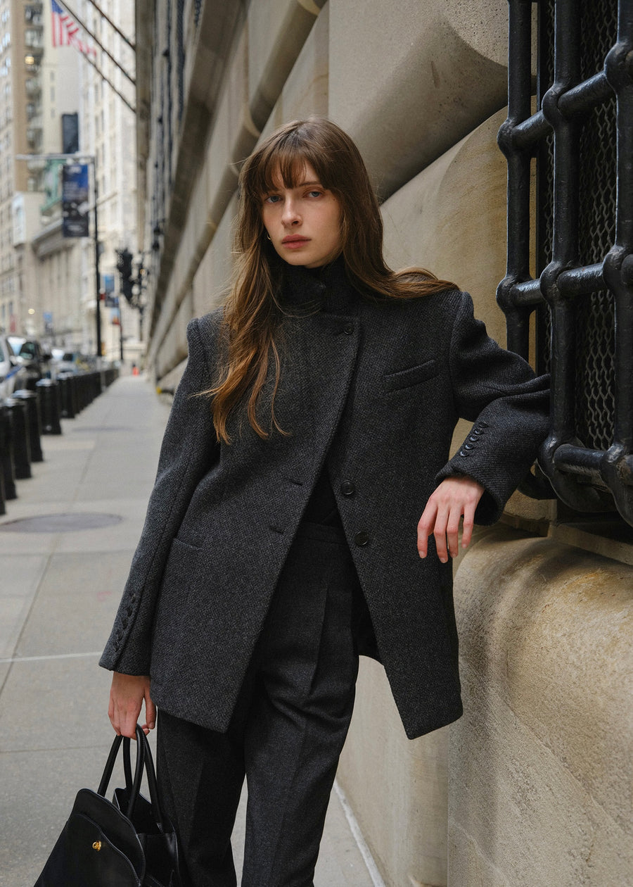 ELBORN | Allison Wool Half Coat (Charcoal)