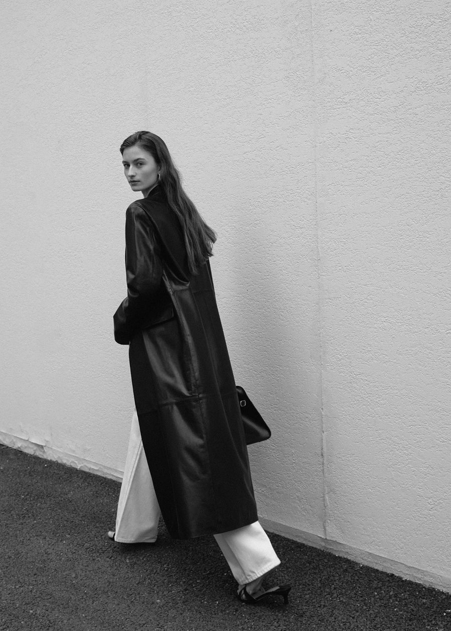 ELBORN | Kye Leather Long Jacket (Black)