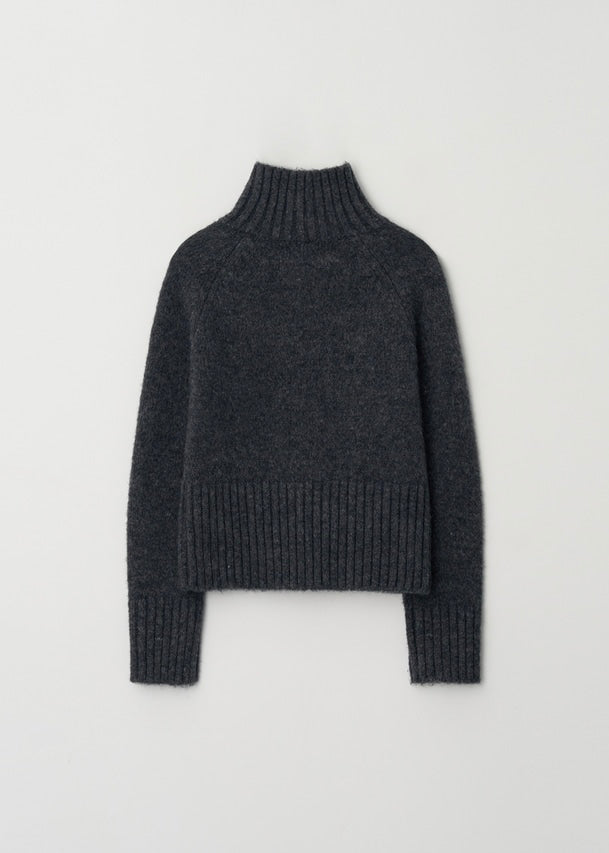 MOIA | Turtleneck Zip-Up Knit (Charcoal) Expected ship to 12/12/2025