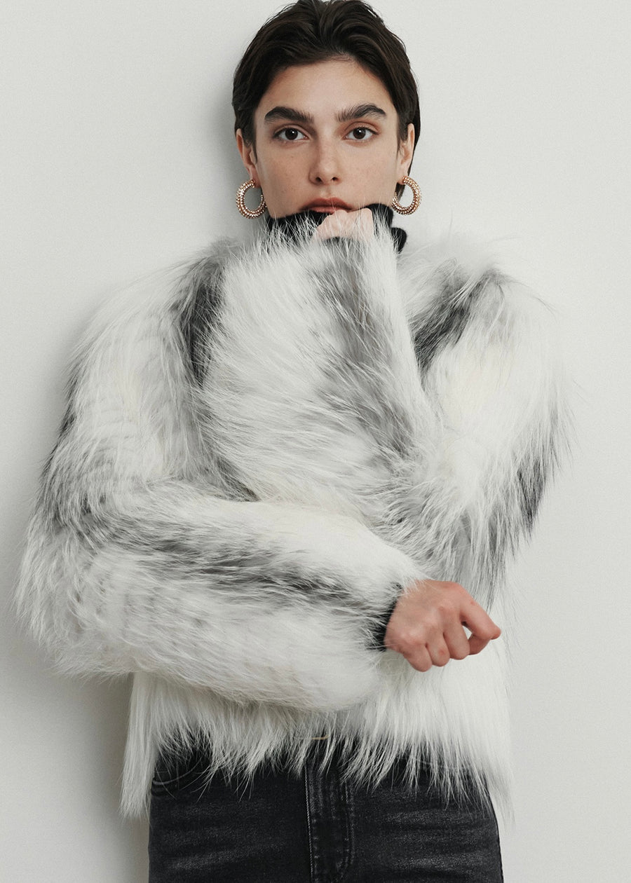 ELBORN | [Earlybird 10%] Blair Fox Fur Jacket (White) Expected ship to 12/12/2025