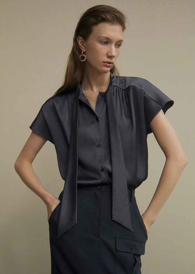 ELBORN | Daphne Long Slit Skirt (Ash Navy)