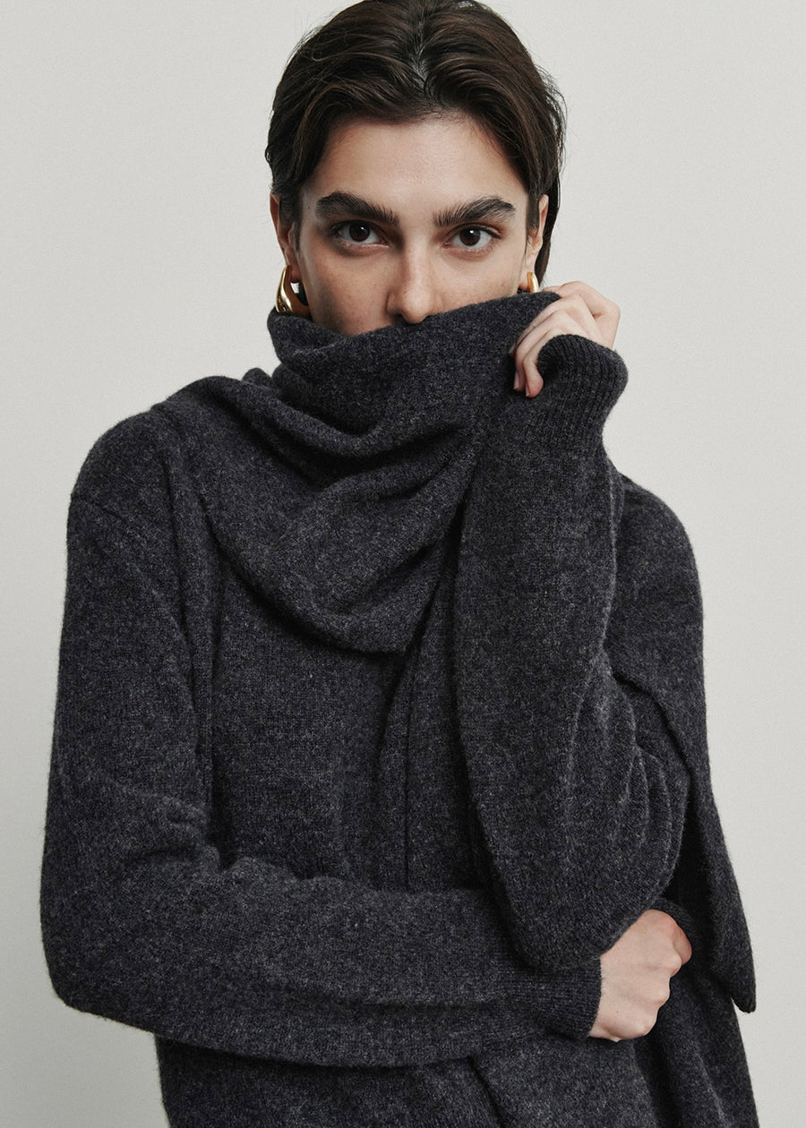 ELBORN | Aube Muffler Wool Knit Set-up (Charcoal)