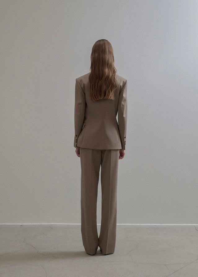 ELBORN | [LIMITED] Button Pleats Wool Slacks (Beige)