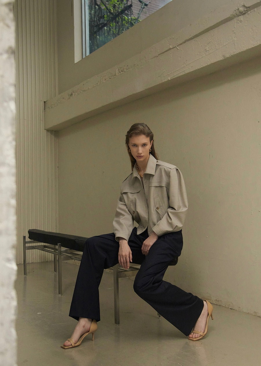 ELBORN | Gannet Wool Bomber Jacket (Beige)