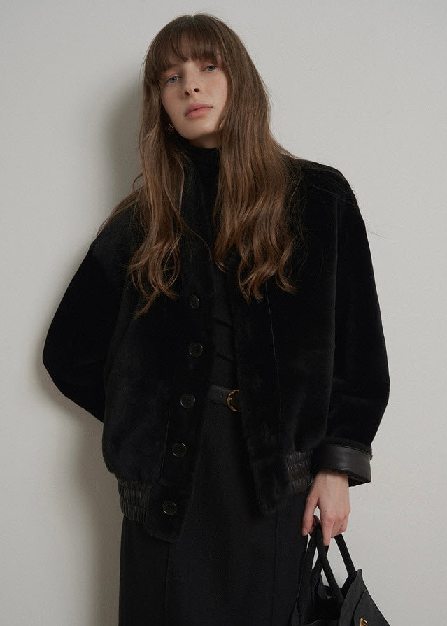[1ST RE-ORDER] ELBORN | Denise Shearing Reversible Jacket (Black)