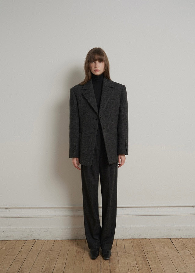 ELBORN | Allison Wool Half Coat (Charcoal)