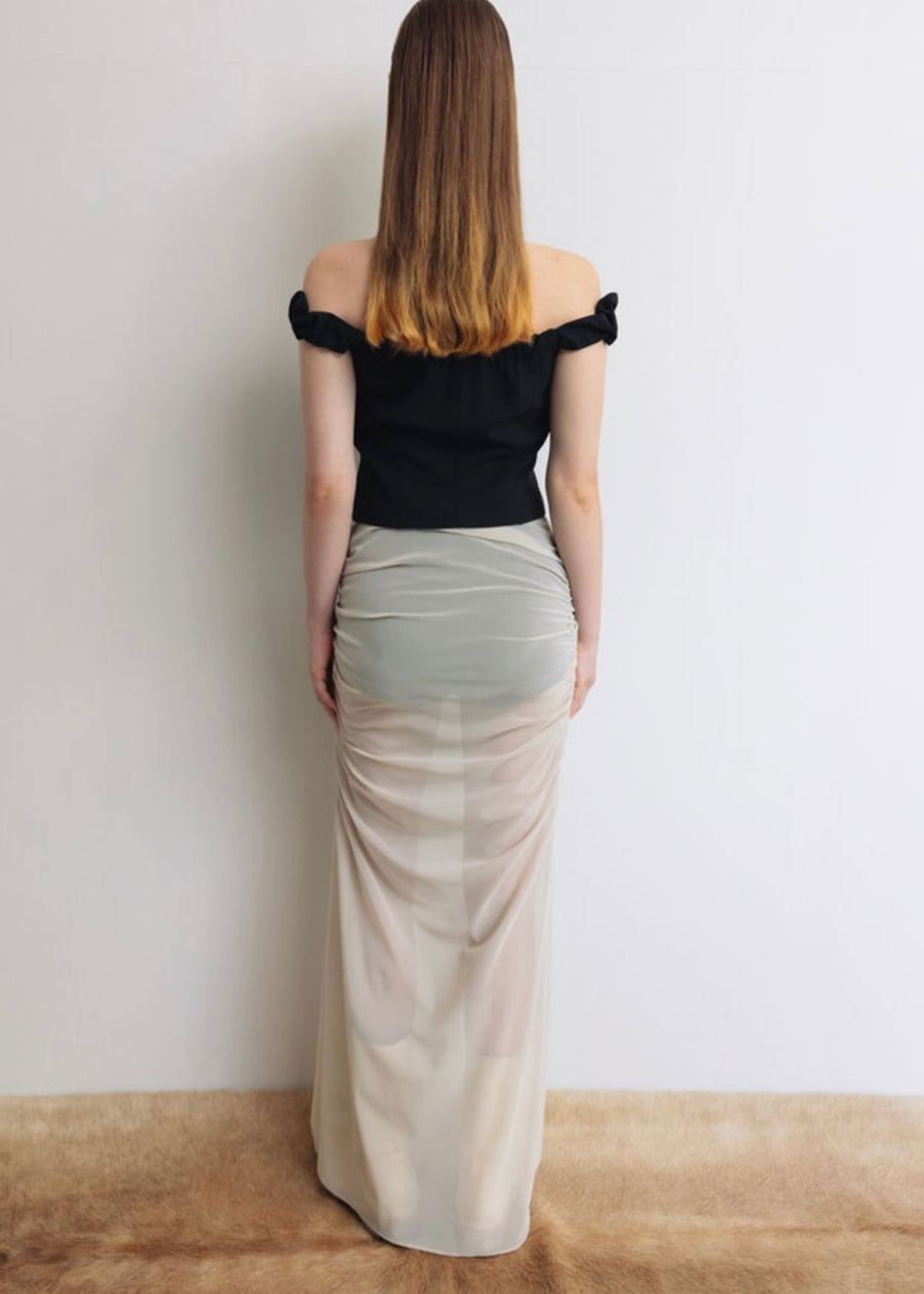 LEHA | Sophia Sheer Mesh Skirt (Porcelain)