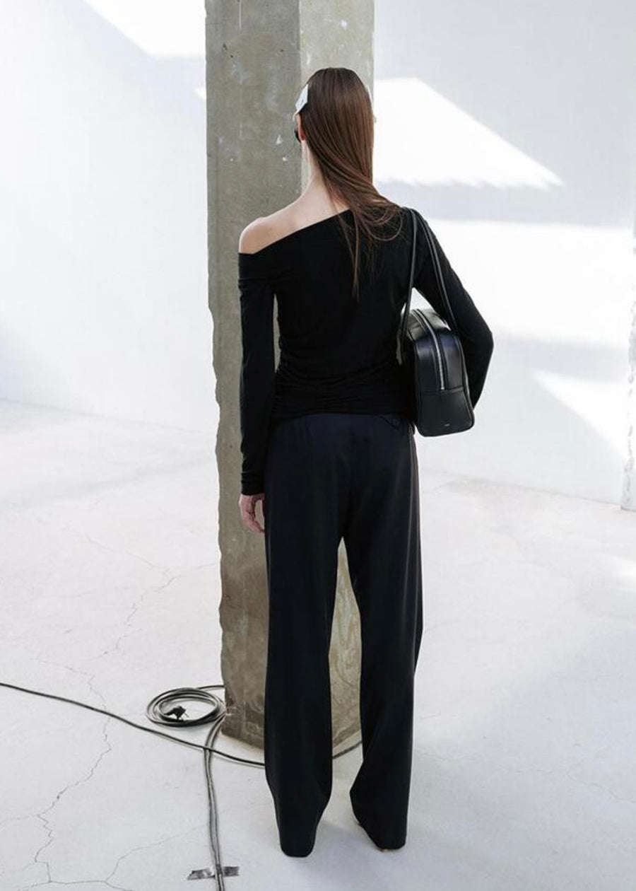LEHA | Emile Asymmetric Jersey Top (Black)