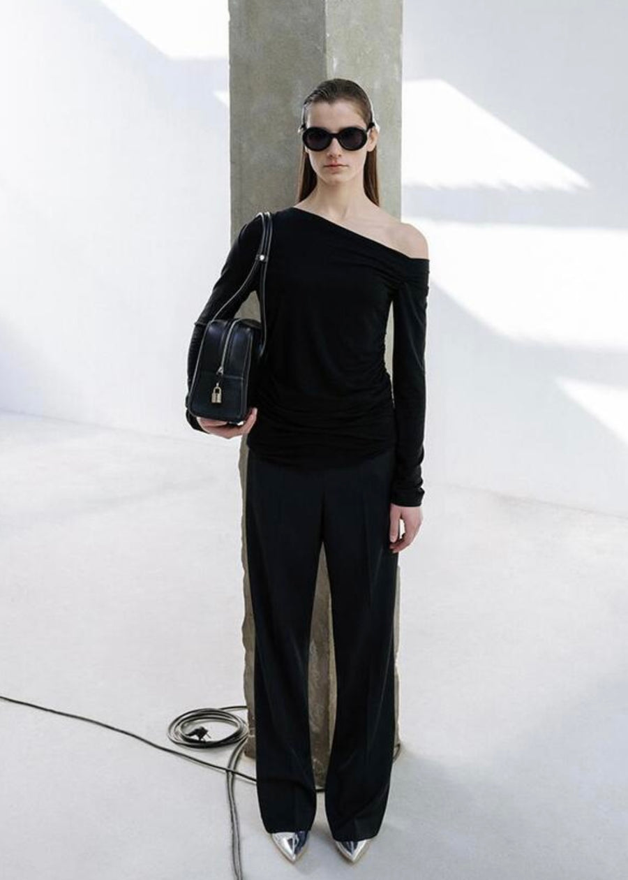 LEHA | Emile Asymmetric Jersey Top (Black)
