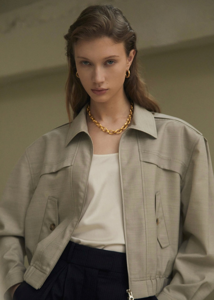 ELBORN | Gannet Wool Bomber Jacket (Beige)