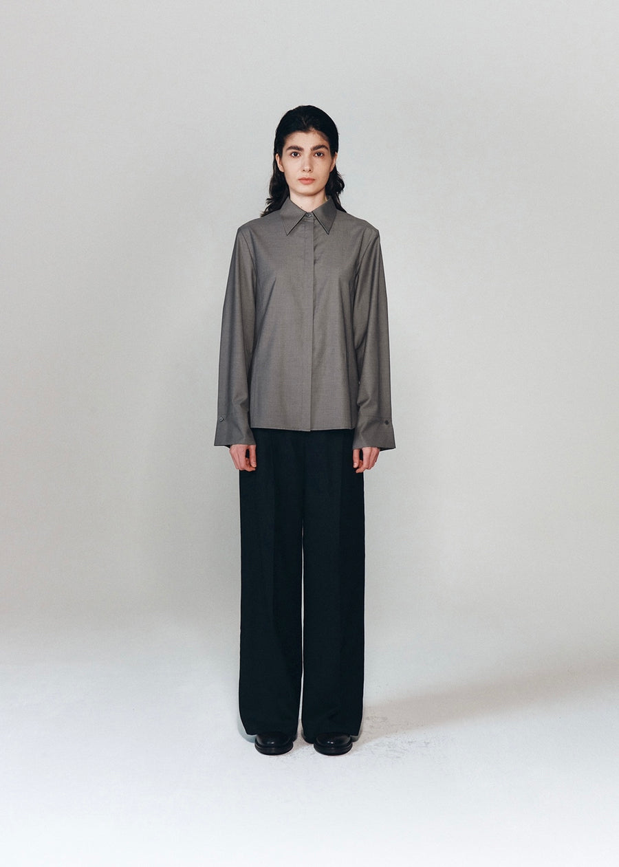LEMOT |  Gray Silky Shirt