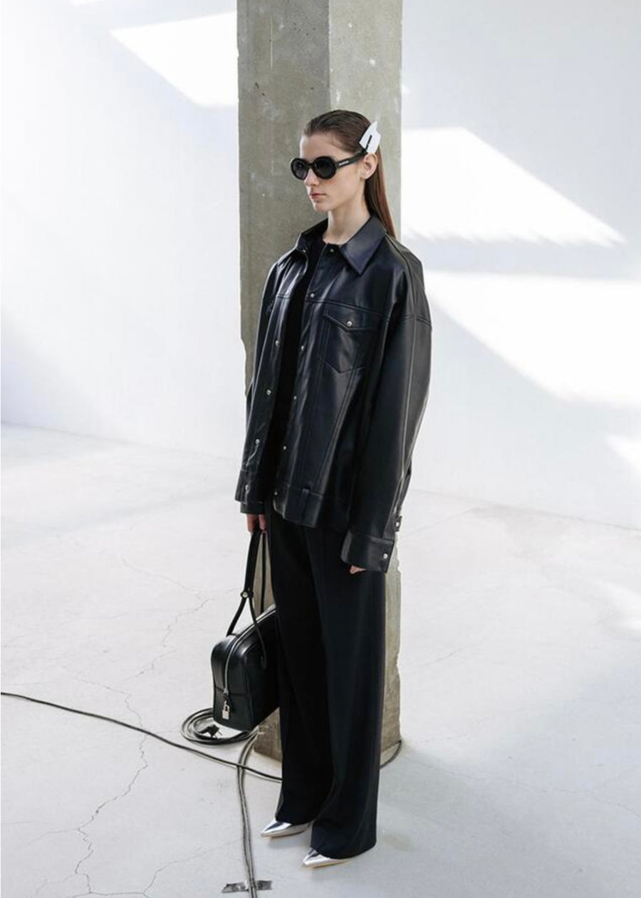 LEHA | Antoine Paneled Vegiterian Leather Jacket (Black)