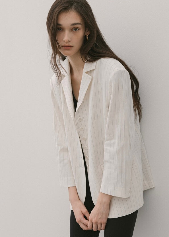 ELBORN | Diamo Linen Jacket (Ivory Stripe)