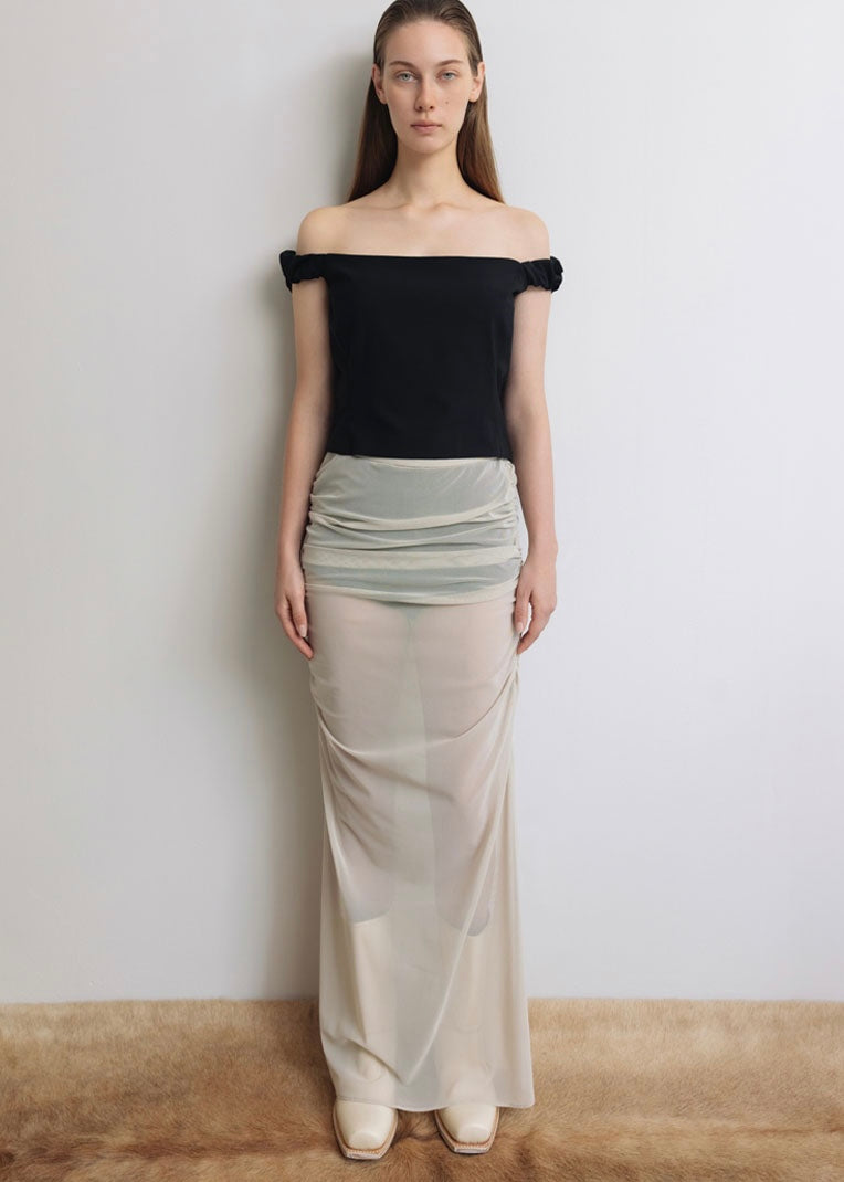 LEHA | Sophia Sheer Mesh Skirt (Porcelain)