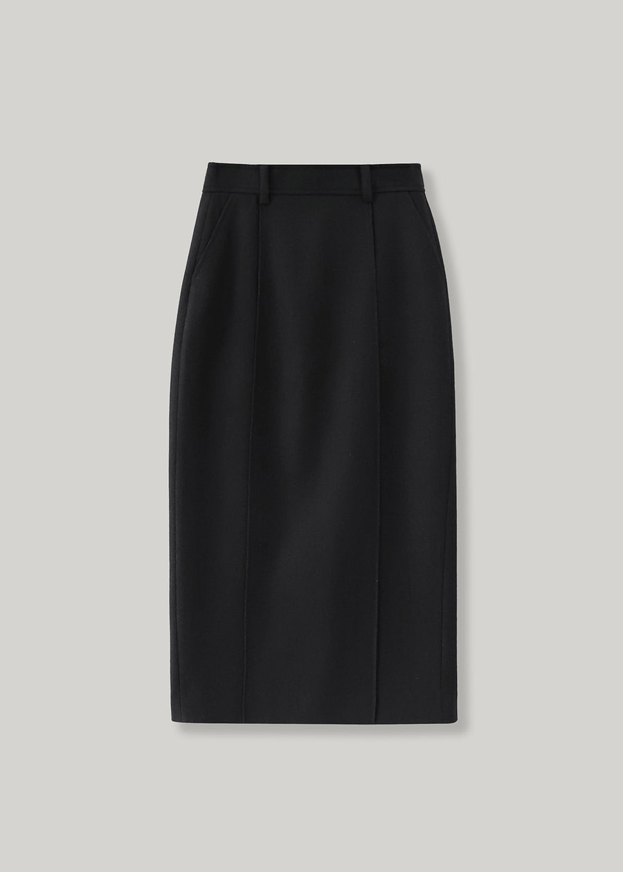 ELBORN | Douglas Wool Long Skirt (Black)