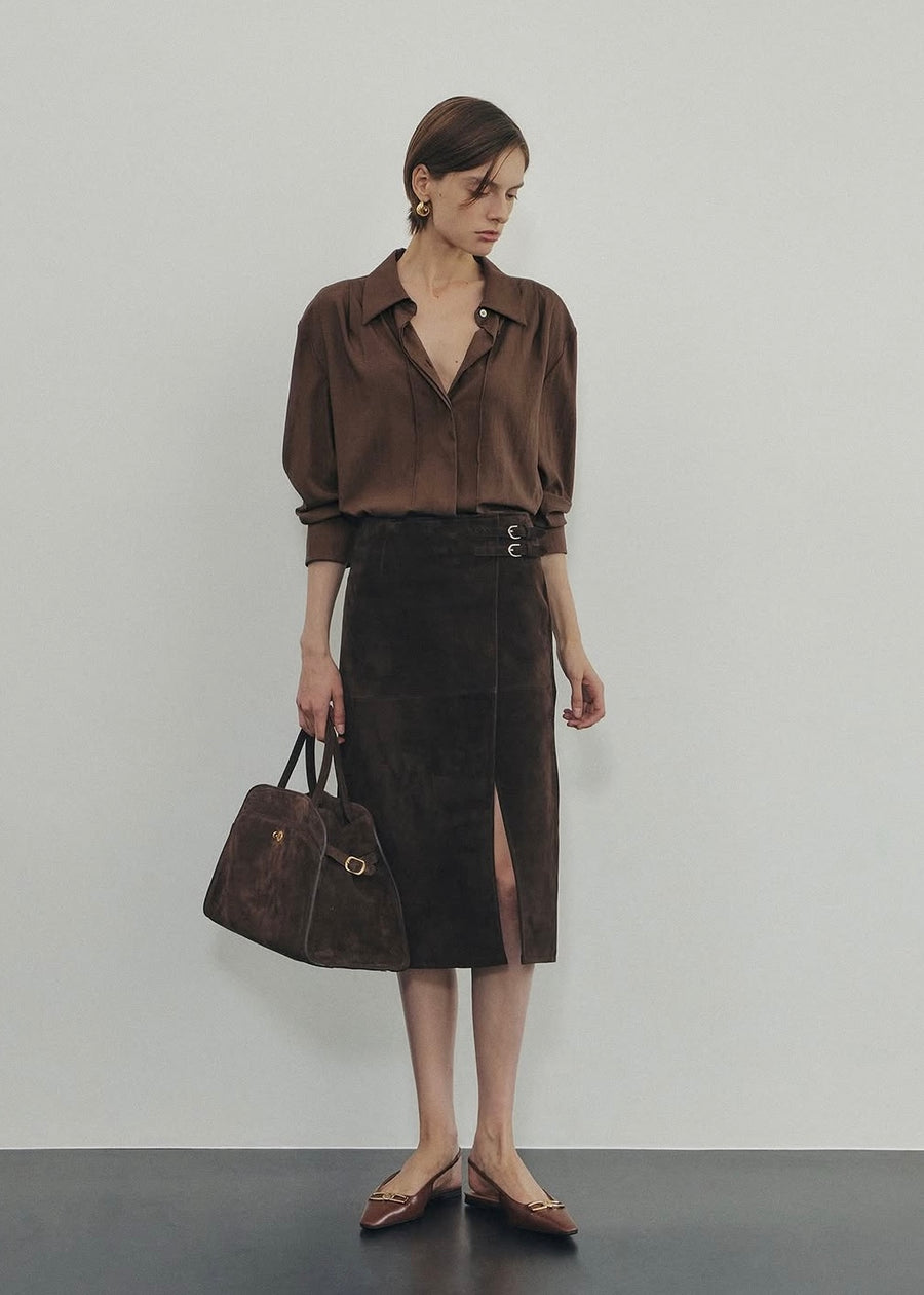 ELBORN | Lavina Suede Skirt (Brown) Expected ship to 09/12/2025