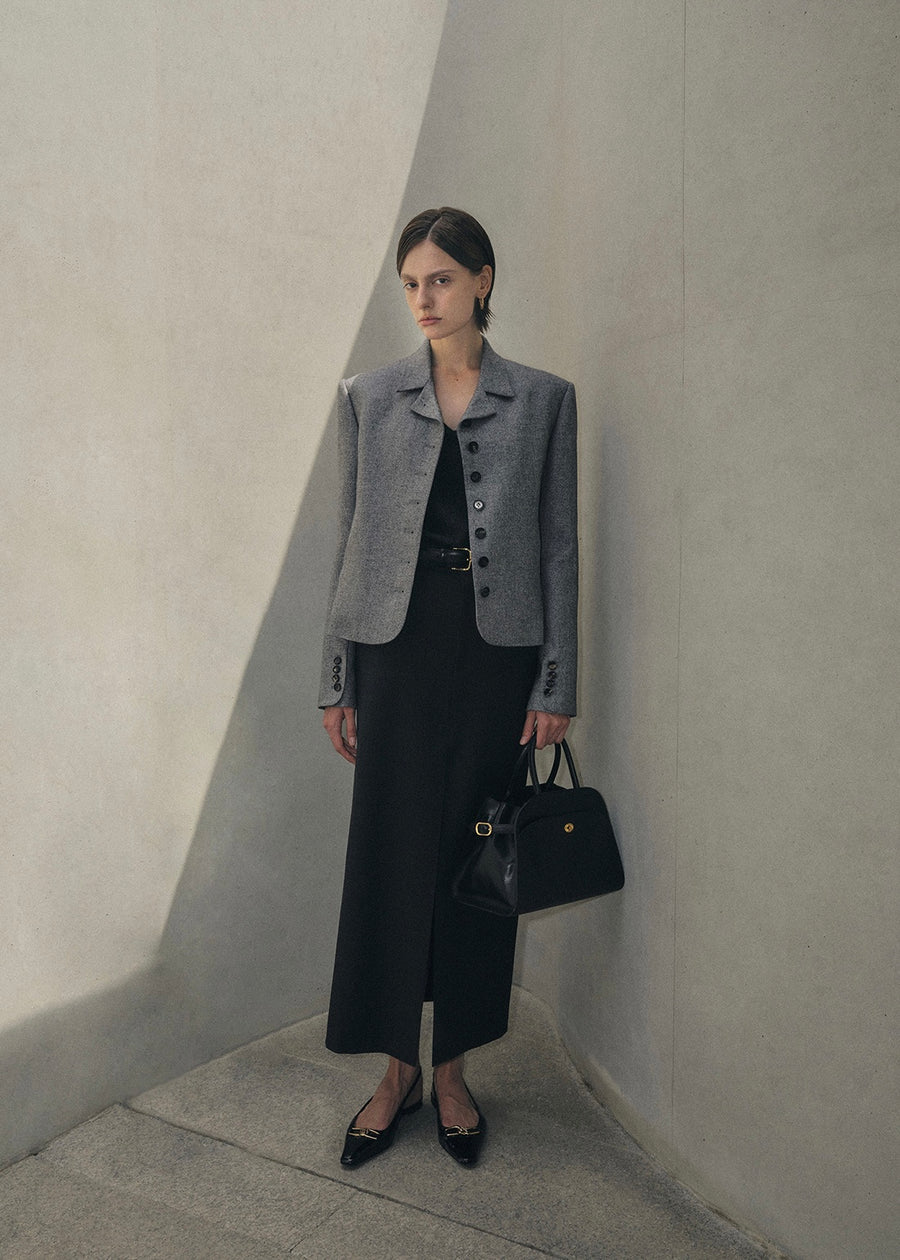 ELBORN | Dello Wool Long Skirt (Charcoal)