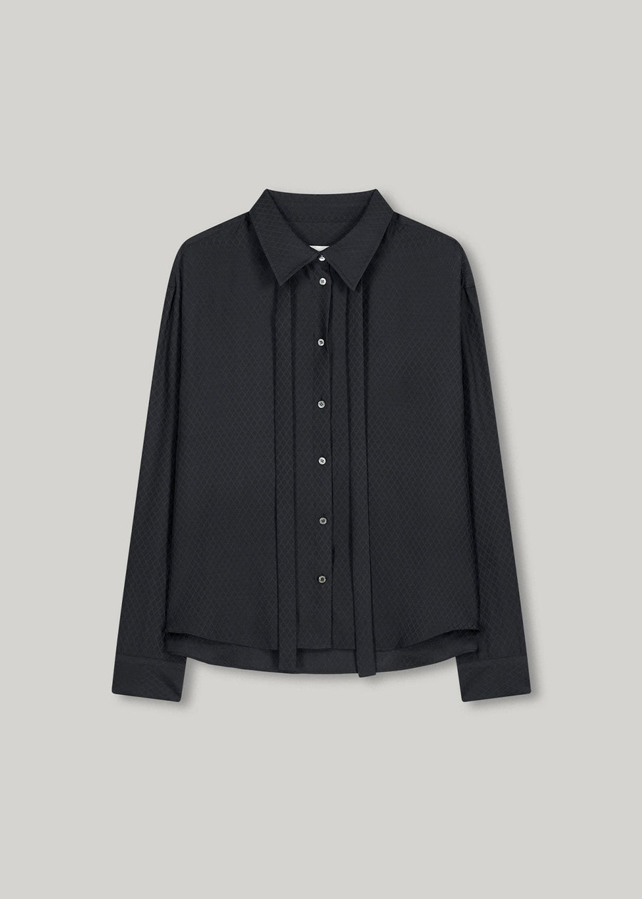 ELBORN | Cherie Silk Tie Shirt (Black/Charcoal)