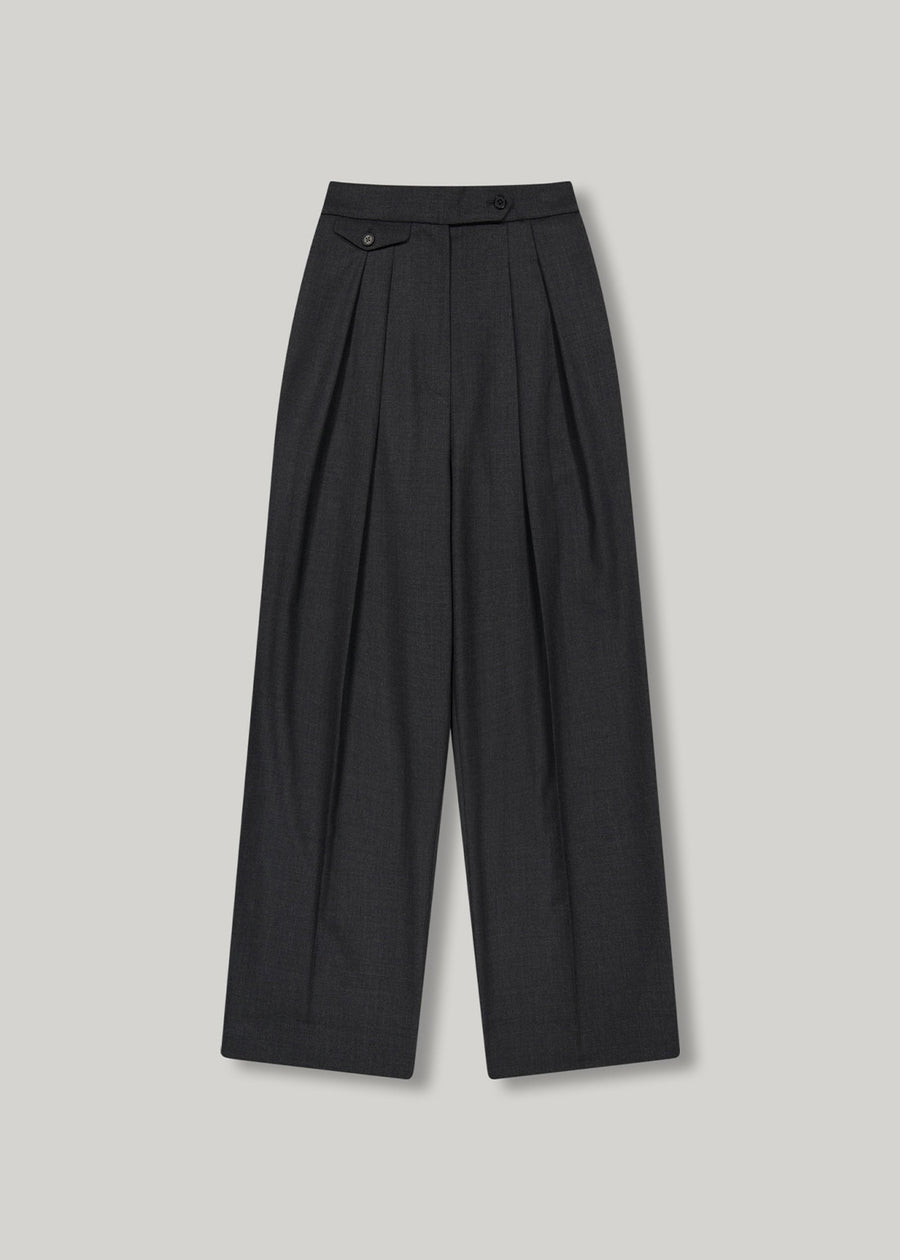 ELBORN | Nao Pleats Wool Slacks (Charcoal)