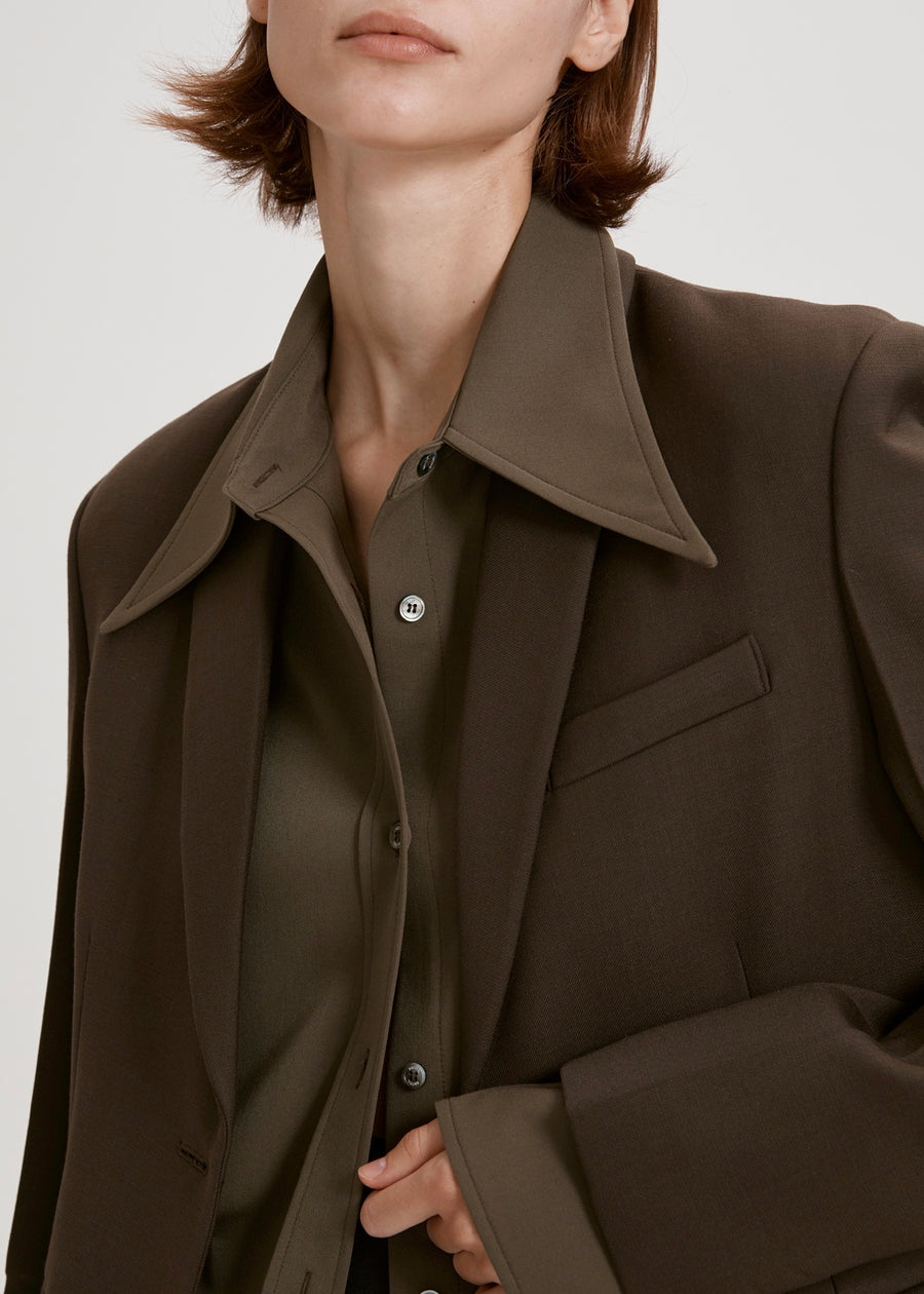 WOOL SUIT BLAZER (KHAKI) | RECTO