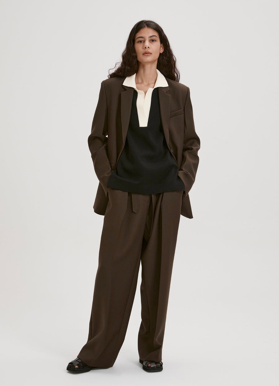 WOOL SUIT BLAZER (KHAKI) | RECTO