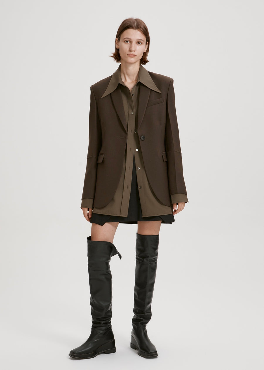 WOOL SUIT BLAZER (KHAKI) | RECTO