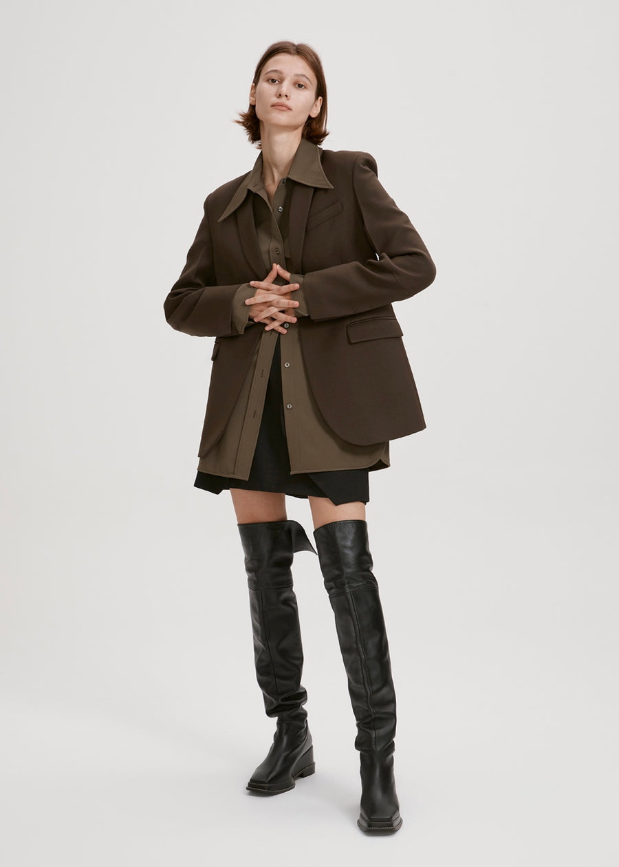 WOOL SUIT BLAZER (KHAKI) | RECTO