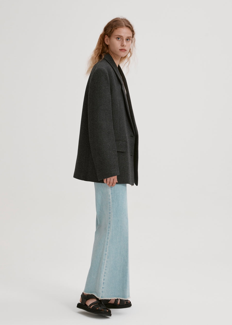 TWO-BUTTON WOOL BLAZER (CHARCOAL) | RECTO