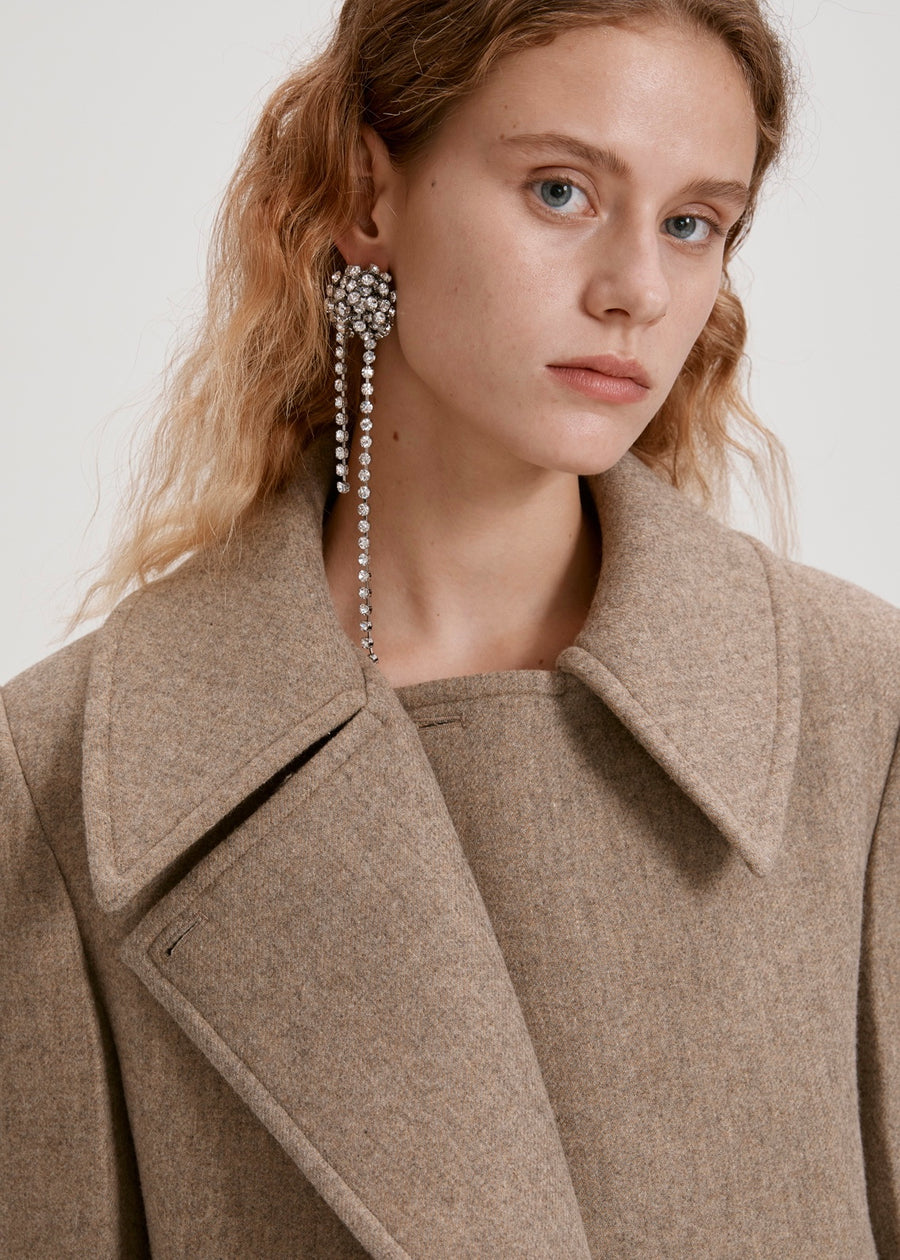 SPREAD COLLAR WOOL COAT (BEIGE) | RECTO