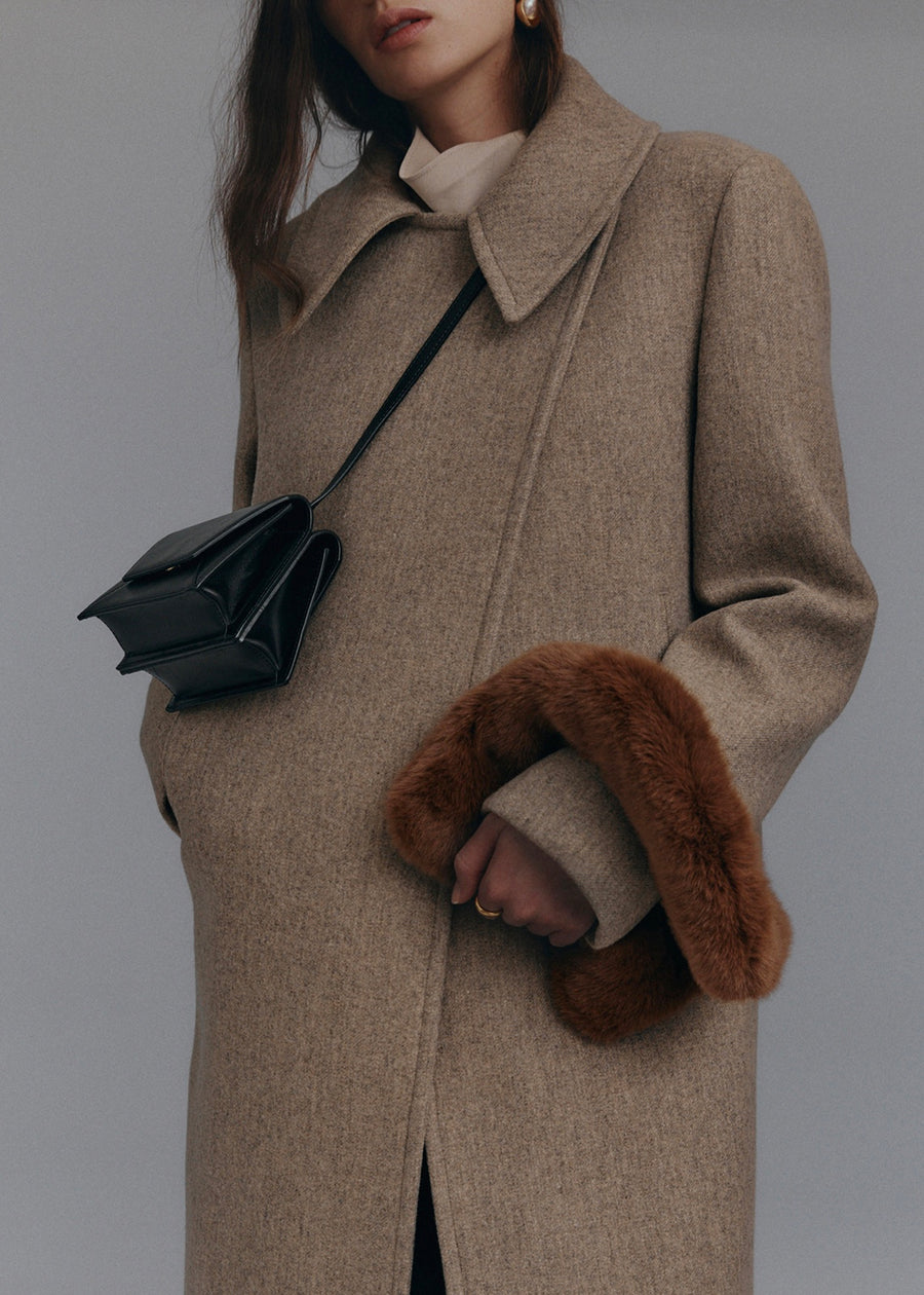 SPREAD COLLAR WOOL COAT (BEIGE) | RECTO