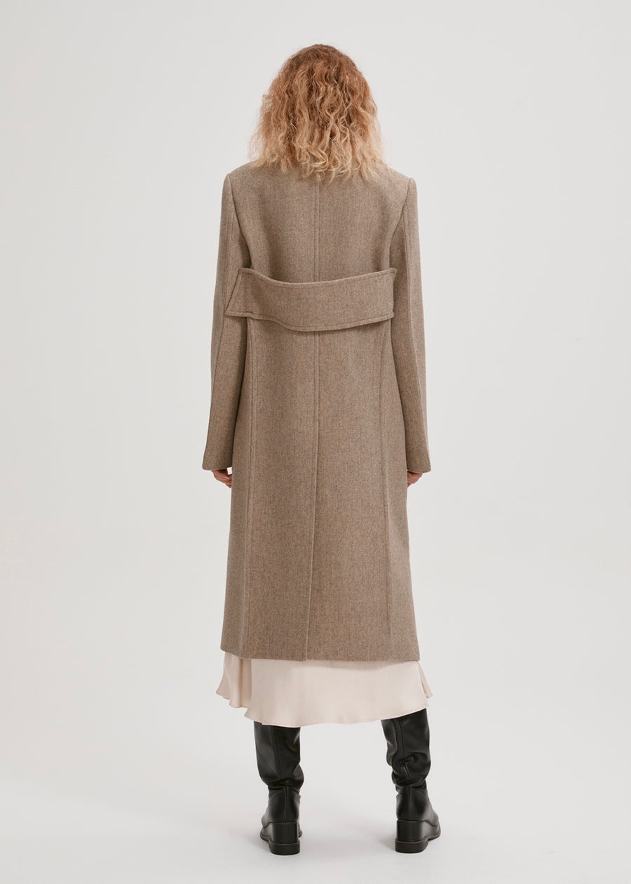 SPREAD COLLAR WOOL COAT (BEIGE) | RECTO