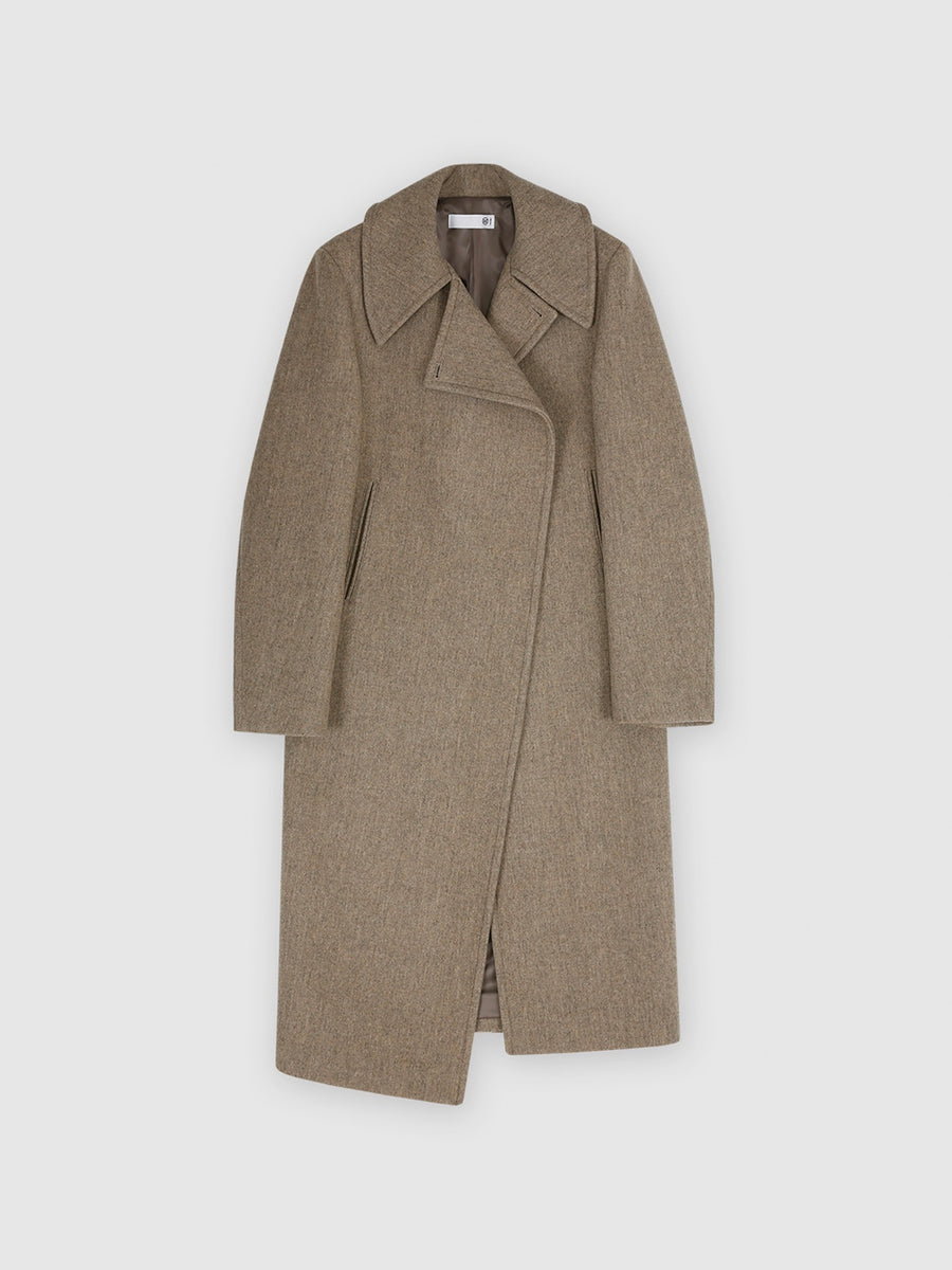 SPREAD COLLAR WOOL COAT (BEIGE) | RECTO
