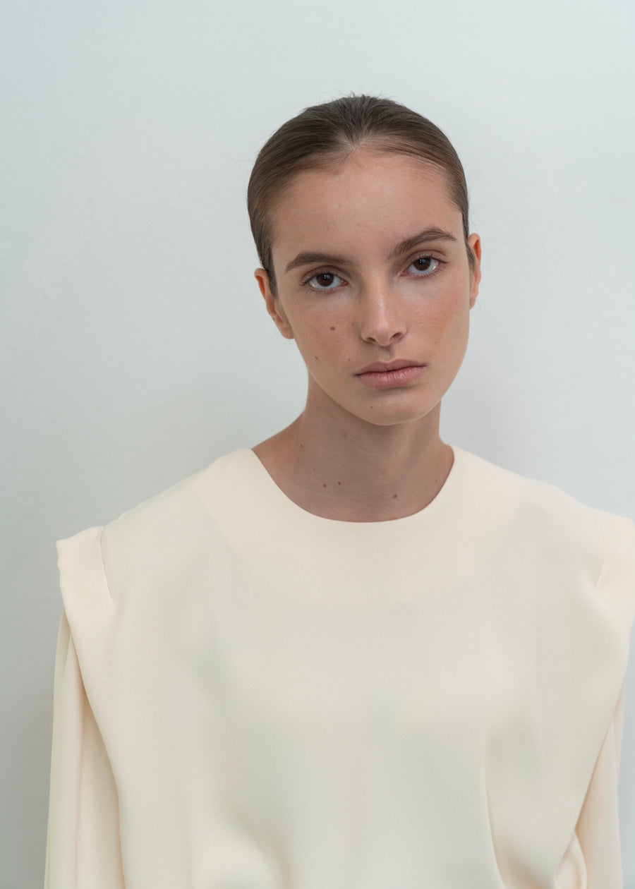 PANELED CREPE DE CHINE BLOUSE | L E H A