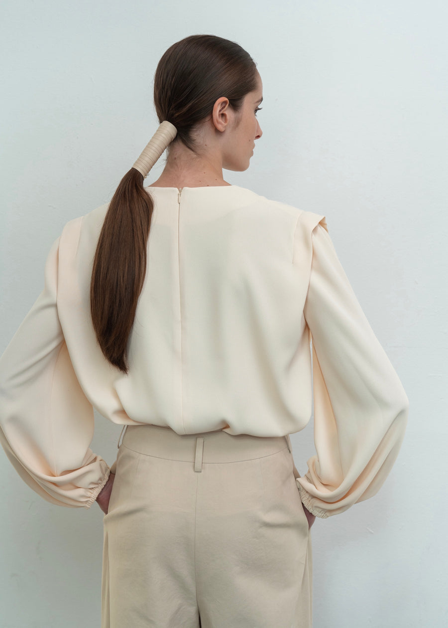 PANELED CREPE DE CHINE BLOUSE | L E H A