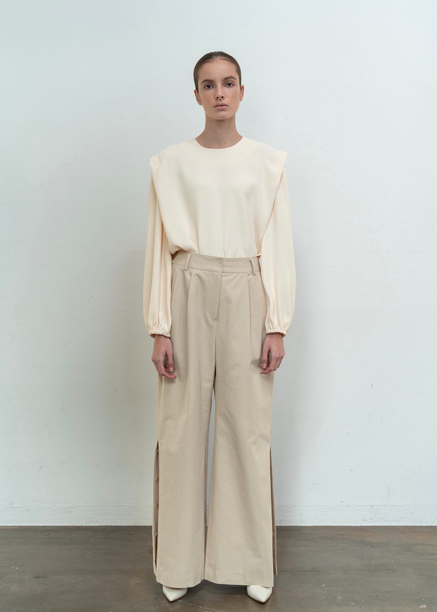 BUTTON WIDE TROUSER | L E H A